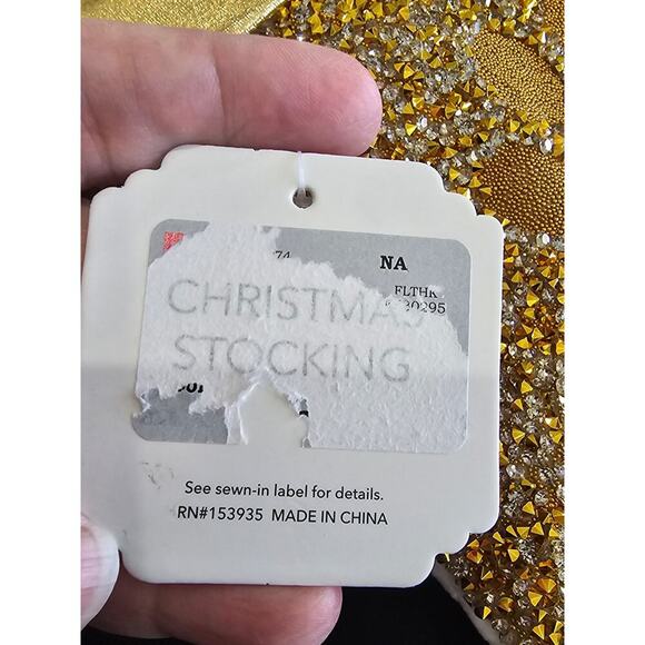 Pet Bling Glittery Christmas Stocking Gold Cream Jeweled Holiday Time  Animal - Picture 5 of 7